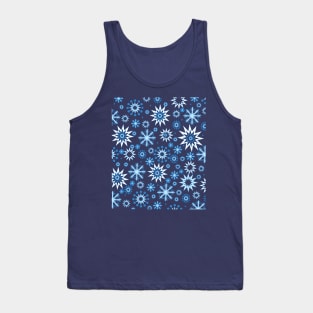 Winter pattern with snowflakes on blue Tank Top